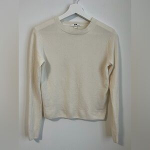 Uniqlo 100% Cashmere White Crewneck Sweater As Is